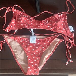 J. Crew Coral Polka Dot Bikini